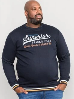 D555 Marlow Superior Track And Field Print Crew Neck Sweatshirt