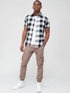 Jack & Jones Jack & Jones Gingham Twill Short Sleeve Shirt -Barbou Clothing Shop V9ZLE SQ3 0000000013 WHITE MDo