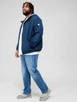 Jack & Jones Big & Tall Zip Thru Hooded Jacket - Navy -Barbou Clothing Shop V9ZXG SQ3 0000000048 NAVY MDo