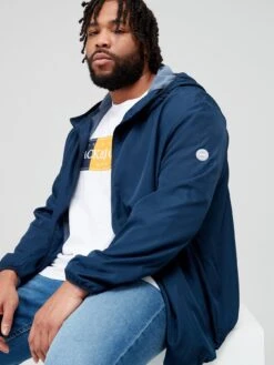 Jack & Jones Big & Tall Zip Thru Hooded Jacket - Navy -Barbou Clothing Shop V9ZXG SQ4 0000000048 NAVY MDd