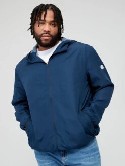 Jack & Jones Big & Tall Zip Thru Hooded Jacket - Navy -Barbou Clothing Shop V9ZXG SQ6 0000000048 NAVY MDd2