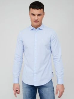 Armani Exchange Tonal Dot Shirt - Light Blue