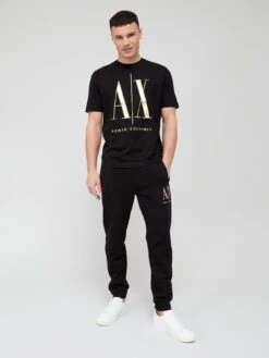 Armani Exchange Large Logo Ax T-shirt - Black -Barbou Clothing Shop VBY5I SQ3 0000000004 BLACK MDo