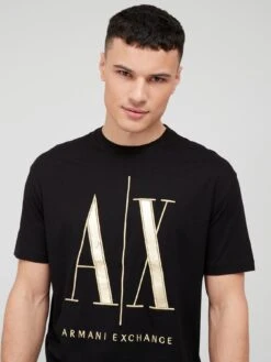 Armani Exchange Large Logo Ax T-shirt - Black -Barbou Clothing Shop VBY5I SQ4 0000000004 BLACK MDd