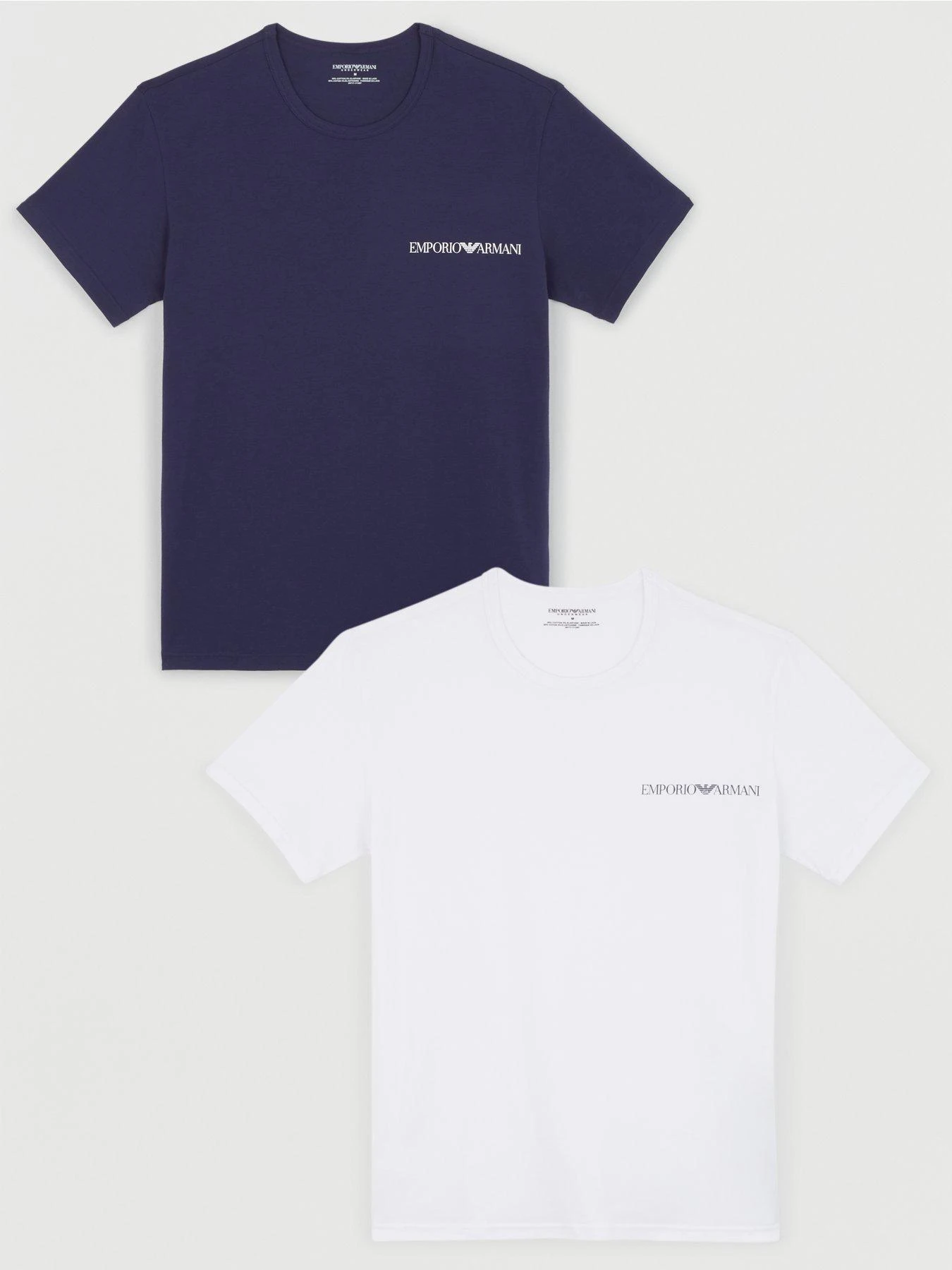 Emporio Armani Bodywear Bodywear 2 Pack Lounge T-Shirt - White/Blue 3 Emporio Armani Bodywear Bodywear 2 Pack Lounge T-Shirt - White/Blue