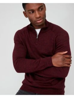 Very Man Trimarl 1/4 Zip Jumper - Dark Red -Barbou Clothing Shop VD6YP SQ6 0000000017 RED MDd2