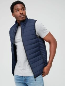 Everyday Crinkle Nylon Lightweight Padded Gilet - Navy