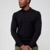 Everyday Long Sleeve Cotton Rich Polo Shirt - Black 