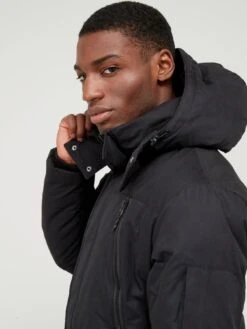 Very Man Borg Lined Hooded Parka Coat - Black  -Barbou Clothing Shop VD71Y SQ4 0000000004 BLACK MDd