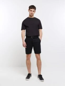 River Island Core Belted Chino Short -Barbou Clothing Shop VDRVM SQ3 0000000004 BLACK MDo