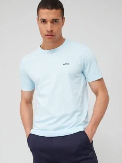 BOSS Curved Regular Fit T-shirt - Light Blue -Barbou Clothing Shop VFCZC SQ5 0000000020 BLUE MDd1