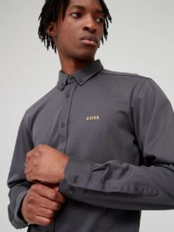 BOSS Biado Regular Fit Longsleeve Shirt - Dark Grey -Barbou Clothing Shop VFCZM SQ4 0000000070 DARK GREY MDd