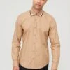 BOSS Liam 233 Regular Fit Longsleeve Shirt With Jersey Collar - Beige -Barbou Clothing Shop VFE0C SQ1 0000000108 BEIGE MDf