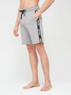 HUGO Sporty Tape Logo Lounge Shorts - Grey