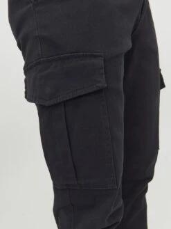 Jack & Jones Joe Cuffed Cargo Trousers - Black -Barbou Clothing Shop VFSB4 SQ5 0000000004 BLACK MDd1