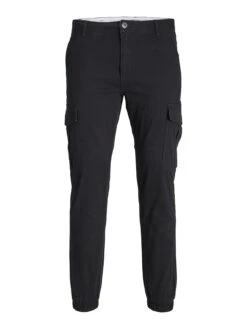 Jack & Jones Joe Cuffed Cargo Trousers - Black -Barbou Clothing Shop VFSB4 SQ6 0000000004 BLACK MDd2