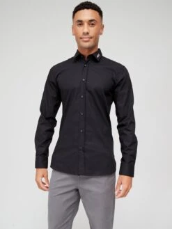 HUGO Elisha02 Extra Slim Fit Long Sleeve Shirt - Black 