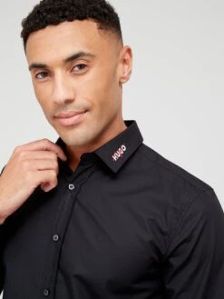 HUGO Elisha02 Extra Slim Fit Long Sleeve Shirt - Black  -Barbou Clothing Shop VFZC2 SQ4 0000000004 BLACK MDd