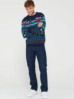 Very Man Men's Family Novelty Fair Isle Christmas Jumper - Red -Barbou Clothing Shop VG88D SQ4 0000000048 NAVY MDo