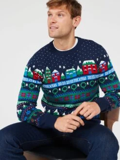 Very Man Men's Family Novelty Fair Isle Christmas Jumper - Red -Barbou Clothing Shop VG88D SQ5 0000000048 NAVY MDd