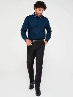 Very Man Formal Navy Textured Double Collar Shirt - Navy -Barbou Clothing Shop VGPPM SQ3 0000000005 GREY MDo