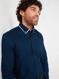 Very Man Formal Navy Textured Double Collar Shirt - Navy -Barbou Clothing Shop VGPPM SQ6 0000000005 GREY MDd2