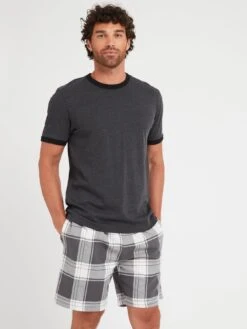 Very Man Check Pyjama Short Set - Grey  -Barbou Clothing Shop VGPPY SQ3 0000000005 GREY MDo