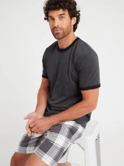 Very Man Check Pyjama Short Set - Grey  -Barbou Clothing Shop VGPPY SQ5 0000000005 GREY MDd1