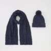 Very Man Nep Cable Hat And Scarf - Navy -Barbou Clothing Shop VGPPZ SQ1 0000000048 NAVY SLf