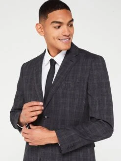 Very Man Regular Fit Textured Check Suit Jacket - Charcoal -Barbou Clothing Shop VGPQ9 SQ4 0000000005 GREY MDd