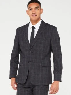 Very Man Regular Fit Textured Check Suit Jacket - Charcoal -Barbou Clothing Shop VGPQ9 SQ5 0000000005 GREY MDd1