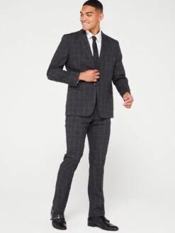 Very Man Regular Fit Textured Check Suit Jacket - Charcoal -Barbou Clothing Shop VGPQ9 SQ6 0000000005 GREY MDd2