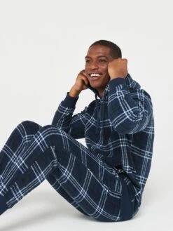 Very Man Soft Touch Lounge Set - Navy Check -Barbou Clothing Shop VGPQF SQ4 0000000048 NAVY MDd