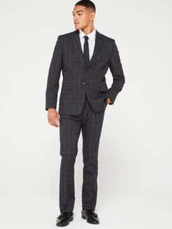 Very Man Regular Fit Textured Check Suit Trouser - Charcoal -Barbou Clothing Shop VGPQI SQ3 0000000005 GREY MDo