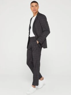 Very Man Regular Fit Textured Check Suit Trouser - Charcoal -Barbou Clothing Shop VGPQI SQ6 0000000005 GREY MDd2