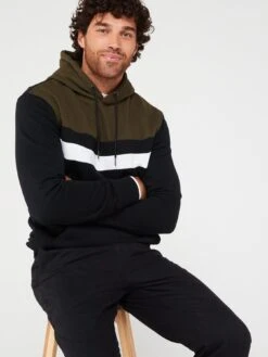 Very Man Chevron Cut And Sew Hoody - Khaki/Black -Barbou Clothing Shop VGPQL SQ4 0000000029 MULTI MDd