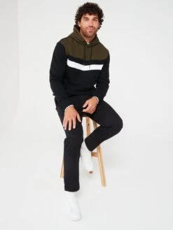 Very Man Chevron Cut And Sew Hoody - Khaki/Black -Barbou Clothing Shop VGPQL SQ5 0000000029 MULTI MDd1