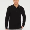Very Man Longsleeve Cotton Rich Jacquard Knitted Polo Black -Barbou Clothing Shop VGPR0 SQ1 0000000004 BLACK MDf