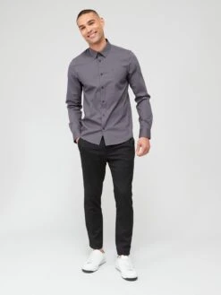 Calvin Klein Stretch Poplin Slim Shirt - Grey -Barbou Clothing Shop VGY8A SQ3 0000000005 GREY MDo
