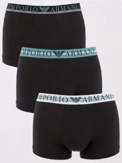 Emporio Armani Bodywear Mixed Waistband 3 Pack Trunk - Black
