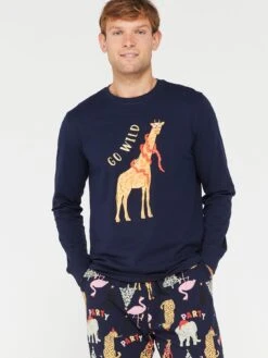 Very Man Mens Family Flamingo Party Animals Mini Me Christmas Pyjamas - Black -Barbou Clothing Shop VGYMZ SQ5 0000000004 BLACK MDd