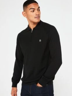 Peter Werth X Very Long Sleeve Knitted Polo - Black