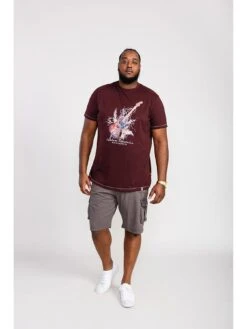 D555 Redbourn Lightning Bolt Guitar Printed T-Shirt - Dark Red -Barbou Clothing Shop VHGIK SQ4 0000000315 DARK RED MDd