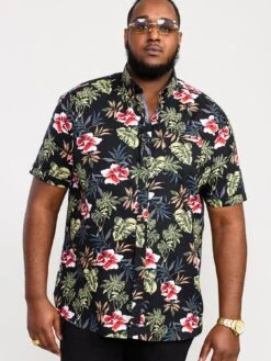 D555 Wilton Hawaiian Print Button Down Collar Shirt