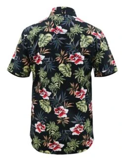 D555 Wilton Hawaiian Print Button Down Collar Shirt -Barbou Clothing Shop VHGIY SQ6 0000000004 BLACK MDd2