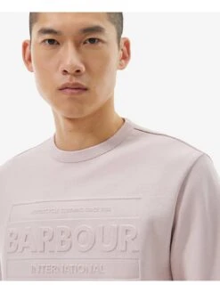 Barbour International Stamp Embossed Crew Neck Sweatshirt - Pink -Barbou Clothing Shop VHIKF SQ4 0000000063 PINK MDd