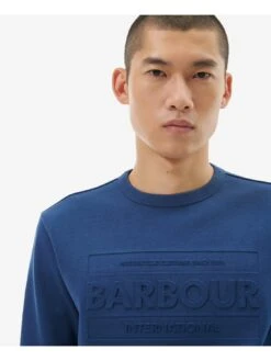 Barbour International Stamp Embossed Crew Neck Sweatshirt - Blue -Barbou Clothing Shop VHIKM SQ4 0000000020 BLUE MDd