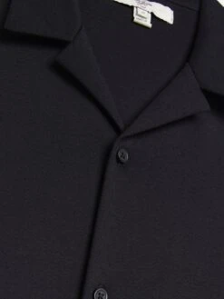 River Island Short Sleeve Regular Fit Jersey Revere Shirt - Black -Barbou Clothing Shop VI3BP SQ5 0000000004 BLACK MDd1