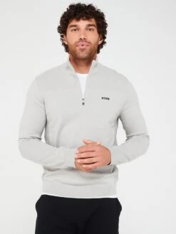 BOSS Momentum Quarter Zip Jumper - Grey