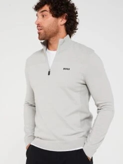 BOSS Momentum Quarter Zip Jumper - Grey -Barbou Clothing Shop VIOP1 SQ4 0000000005 GREY MDd